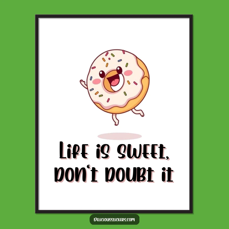 Free Printable Donut Wall Art: Cartwheeling Sprinkle Donut, Funny Downloadable Decor