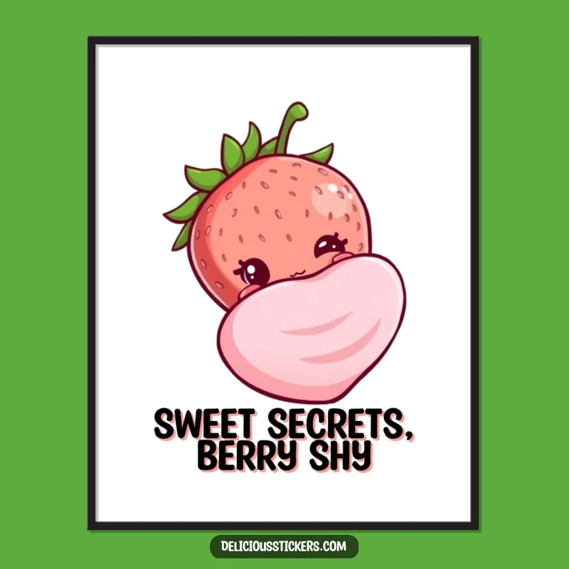 Free Printable Strawberry Wall Art - Shy & Sweet Downloadable Decor!
