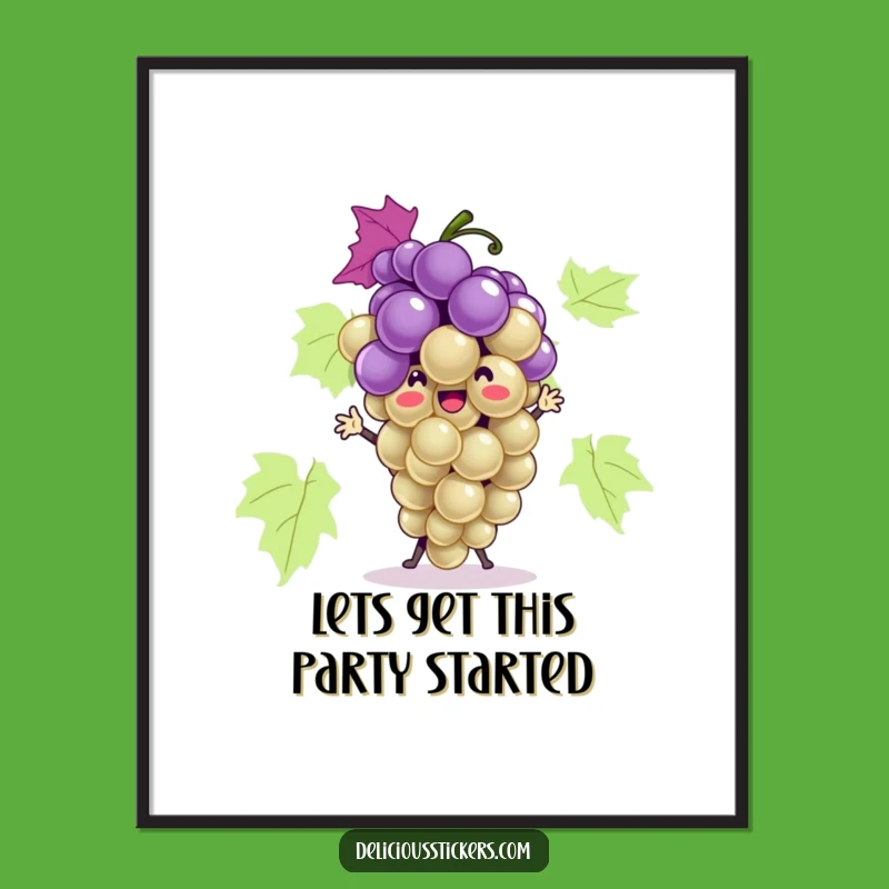 Free Printable Wall Art: Dancing Grape Bunch, Bringing Playful, Fruity Fun to Your Decor