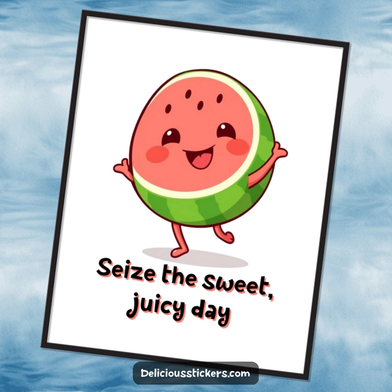 Funny Free Printable Wall Art: A watermelon slice performs a joyful, silly dance, bringing a splash of fun to your walls.