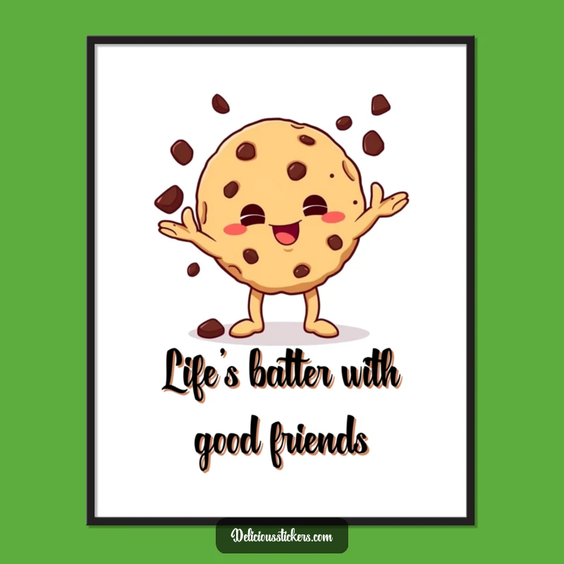Free Printable Wall Art: Juggling Cookie Character Funny Downloadable Decor for Kitchen