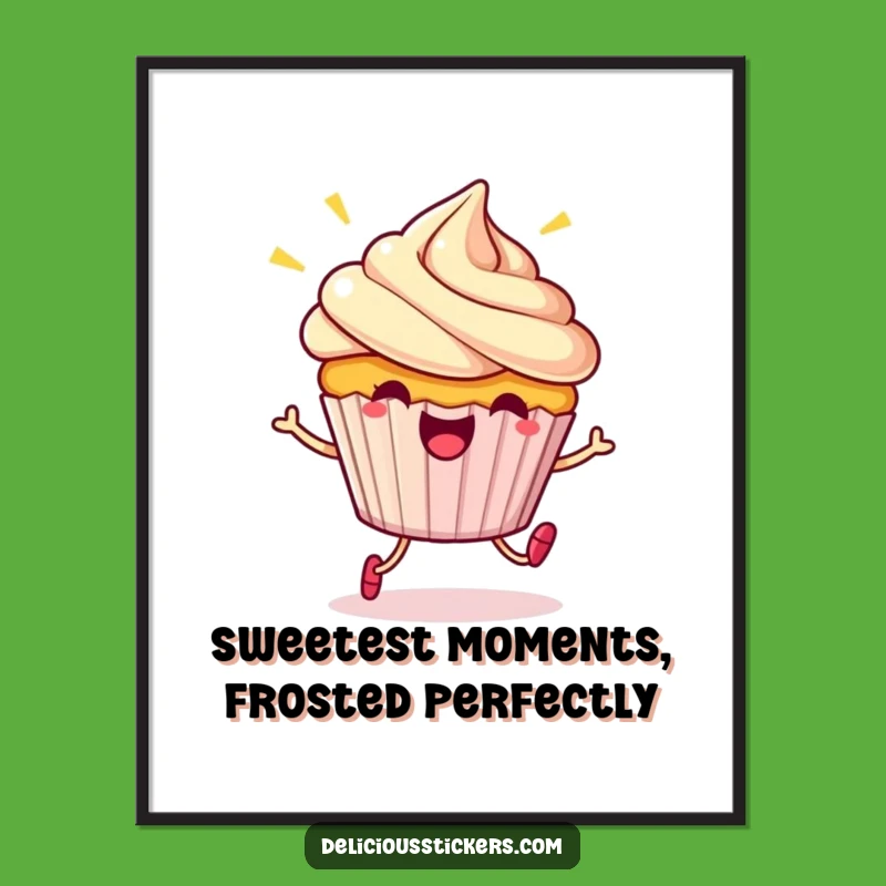 Funny Free Printable Wall Art: Cheerful Cupcake Hop, Quirky Downloadable Decor