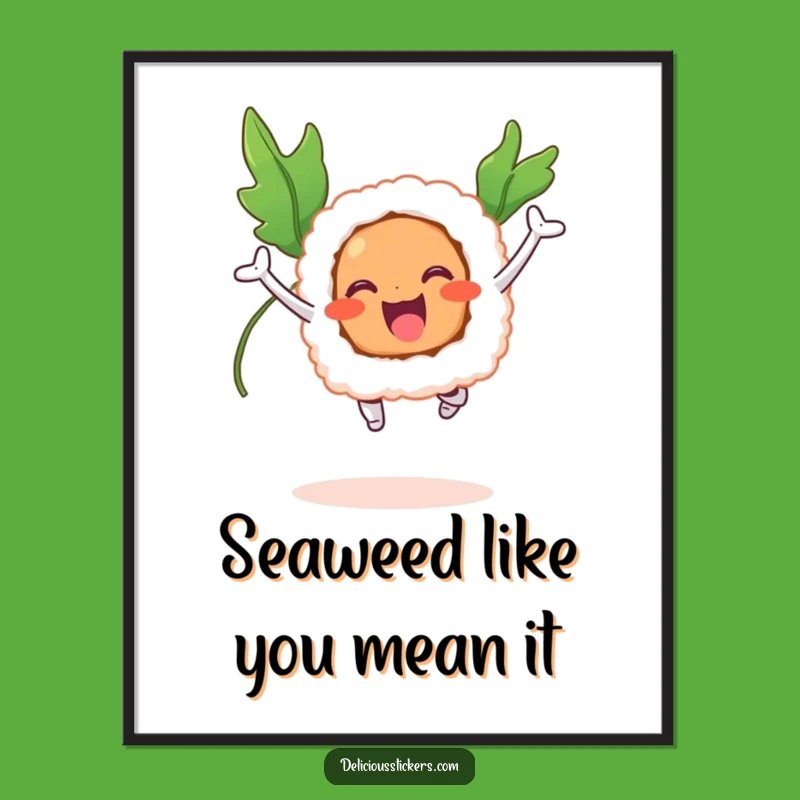 Funny Free Printable Wall Art: Sushi Roll Flying High Downloadable Decor