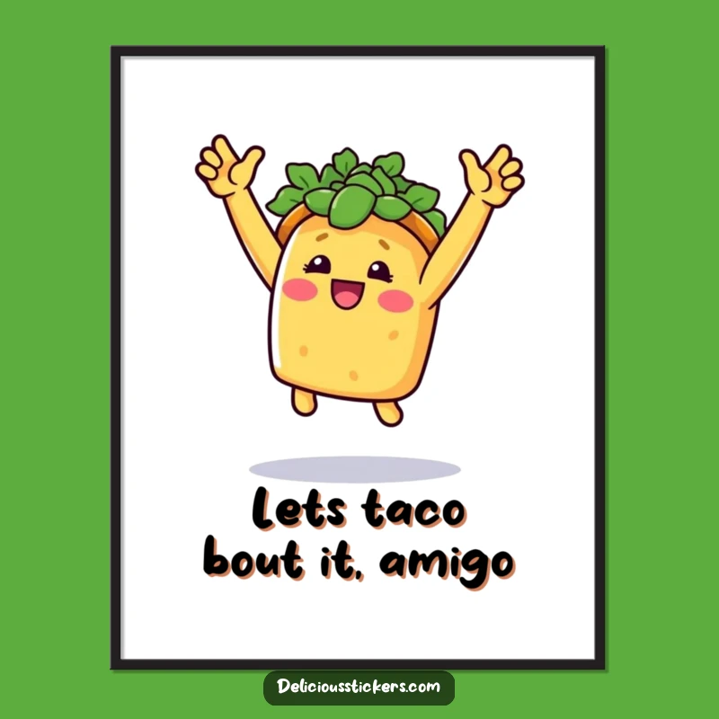 Free Printable Wall Art: Triumphant Taco Jump for Festive Home Decor Download