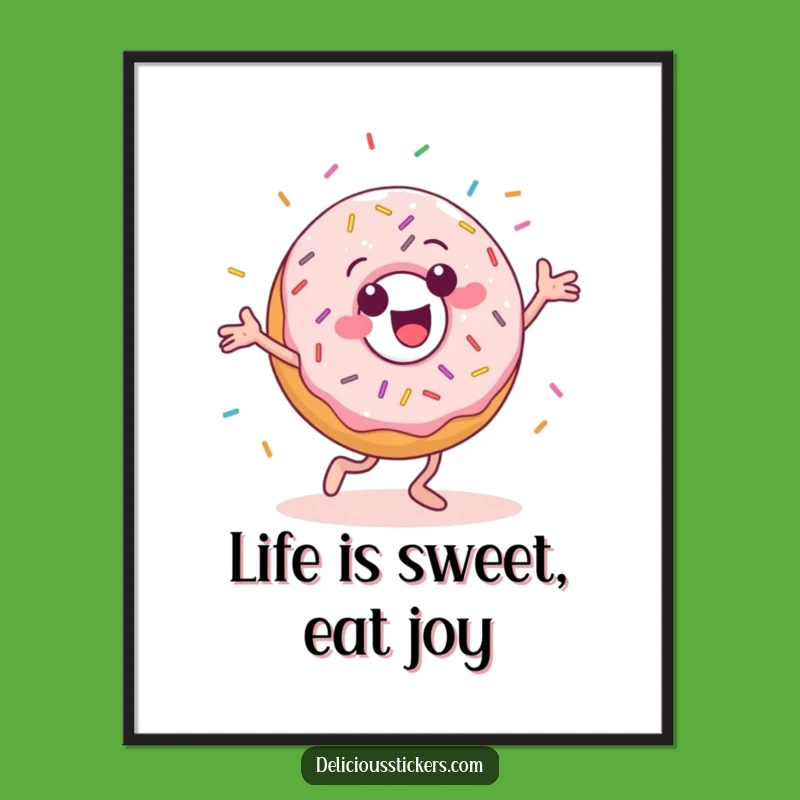 Funny Free Printable Wall Art: Dancing Donut Sprinkles Downloadable Decor