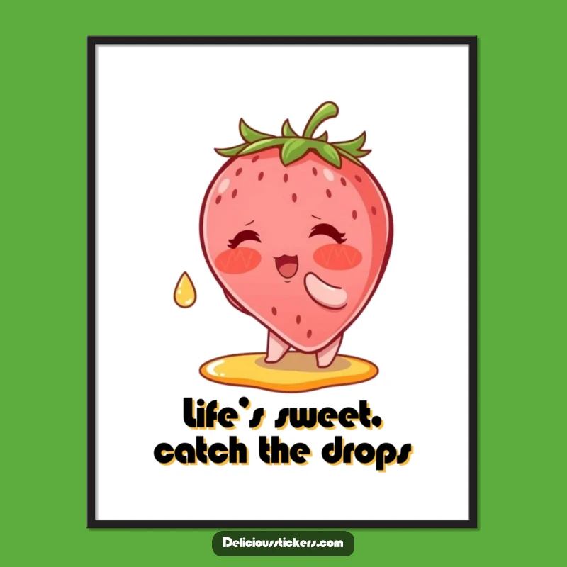 Funny Free Printable Wall Art: Strawberry Syrup Chase, Quirky Downloadable Decor