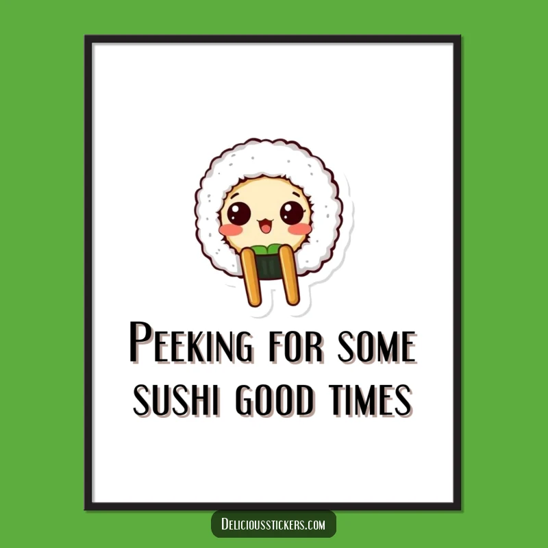 Funny Free Printable Wall Art: Surprised Sushi Roll, Quirky Downloadable Decor