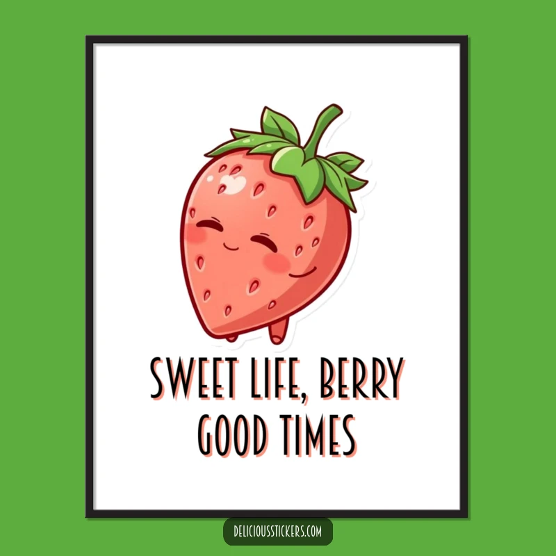 Funny Free Printable Wall Art: Winking Strawberry - Charming & Quirky Decor - Downloadable!