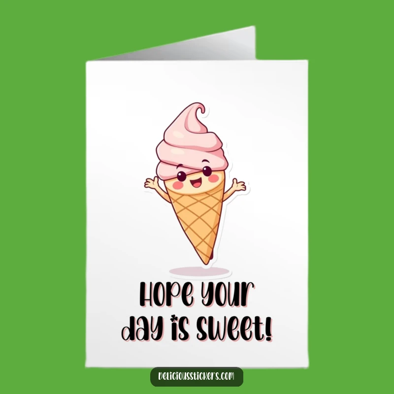 Free Printable Birthday Card: Hilarious Dancing Ice Cream Cone Enjoying a Fun Spin