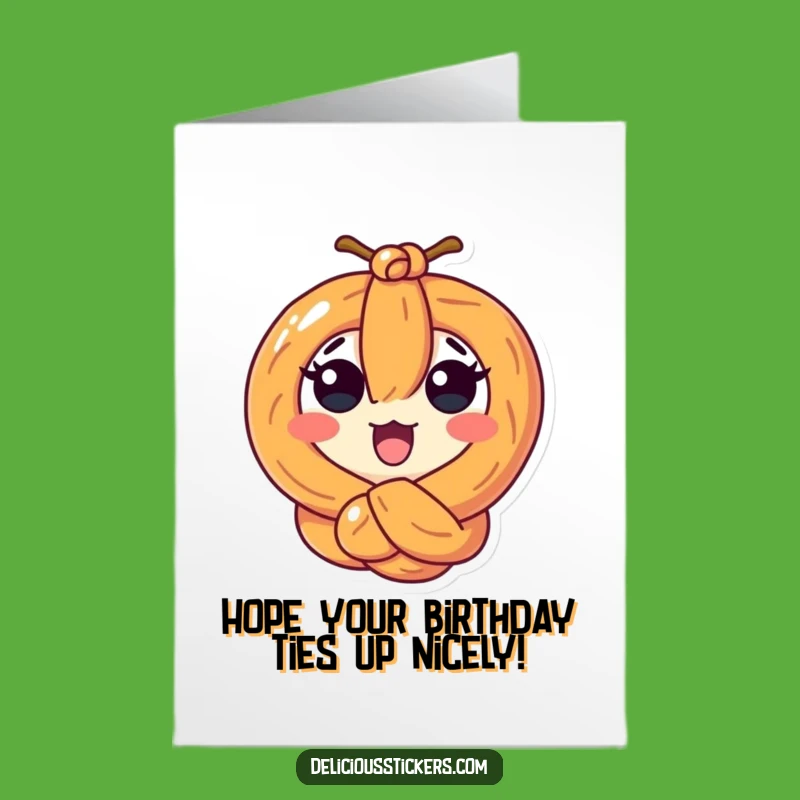 Free Printable Birthday Card: Pre tzel Tied in Knots Surprise!