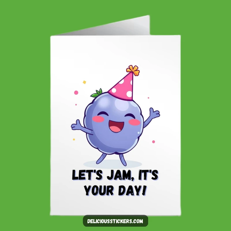 Funny Free Printable Blueberry Birthday Card: Let's Party with This Dancing Berry!