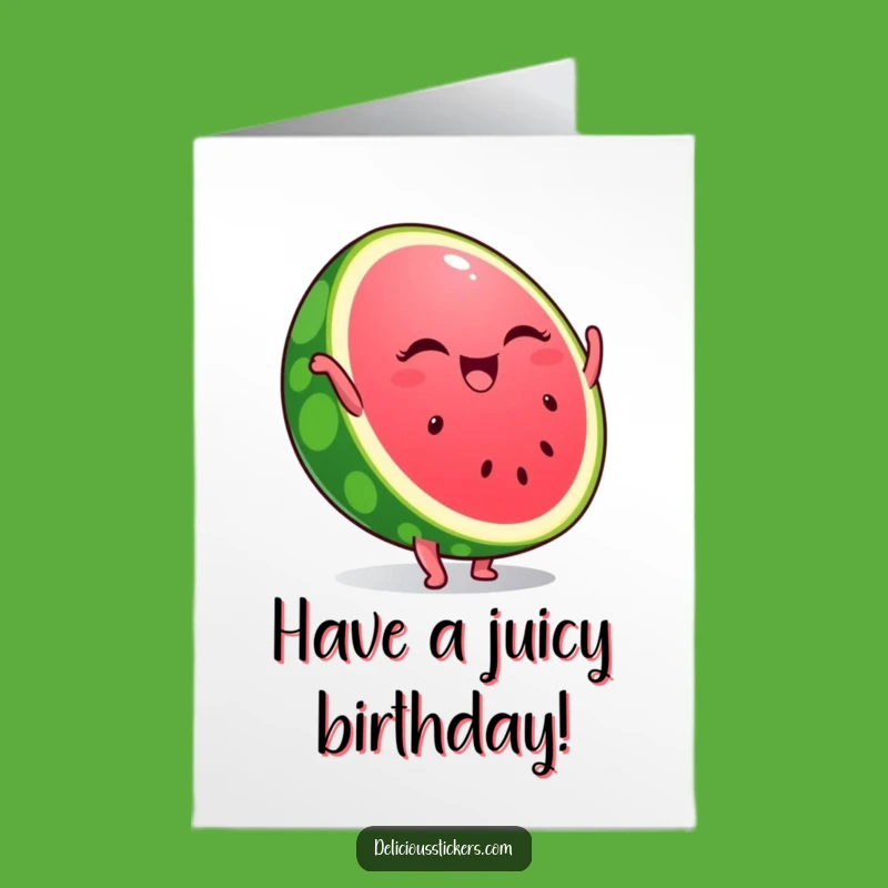 Free Printable Watermelon Birthday Card: Winking Handstand Fruit Downloadable Gift
