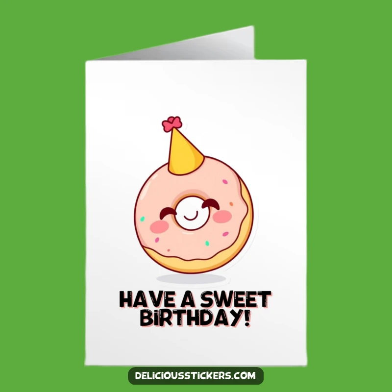 Free Printable Donut Birthday Card: Giggling Party Hat Donut Downloadable Gift