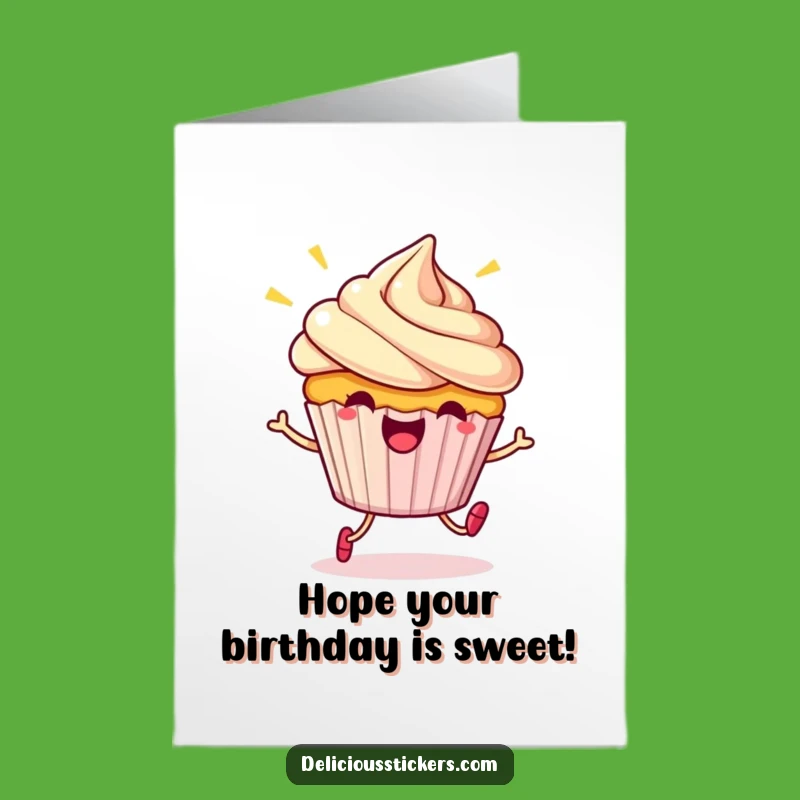 Free Printable Funny Birthday Card: Happy Cupcake Hop, Joyful Downloadable Gift