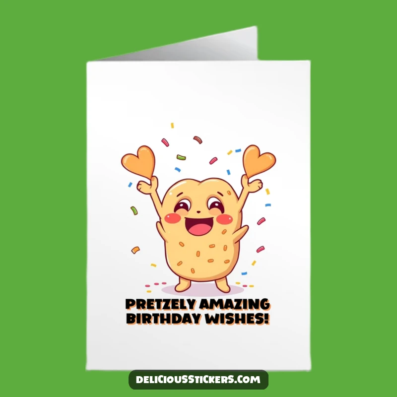 Free Printable Birthday Card: Funny Cheesy Pretzel Grin Confetti Downloadable Gift