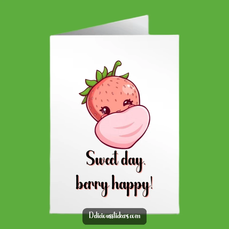 Free Printable Shy Strawberry Birthday Card - Sweet & Funny Downloadable Gift!