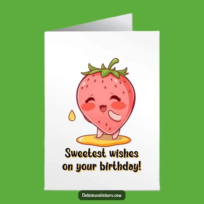 Free Printable Funny Birthday Card: Strawberry Syrup Catch, Sweet Downloadable Gift