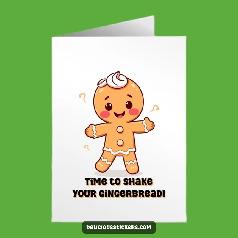 Free Printable Birthday Card: Dancing Gingerbread Man, Sweet Celebration, Fun Gift Download.