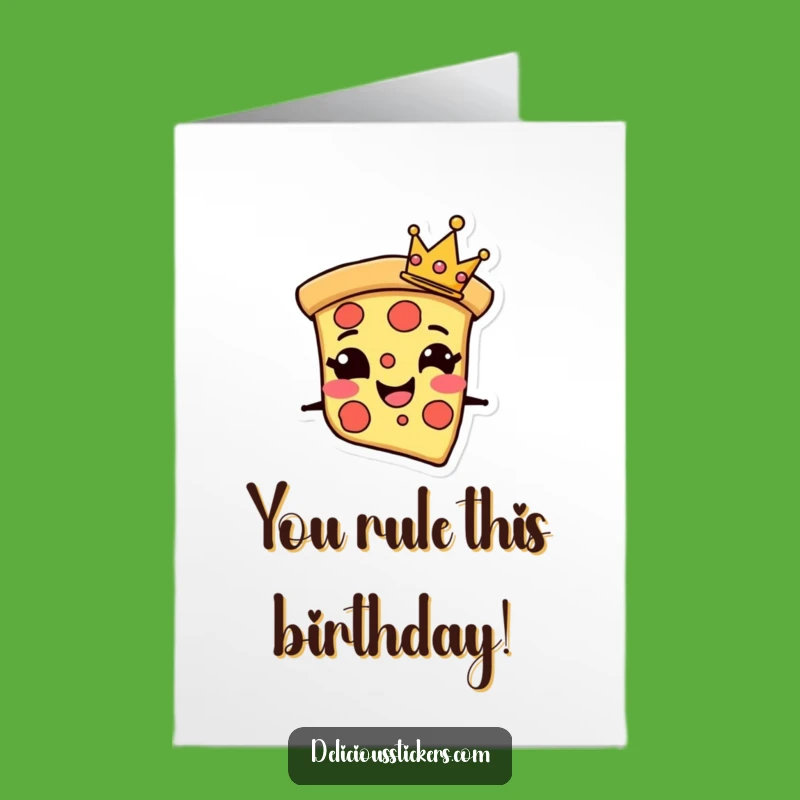 Free Printable Birthday Card: Pizza King, Crown Fun, Funny Downloadable Gift