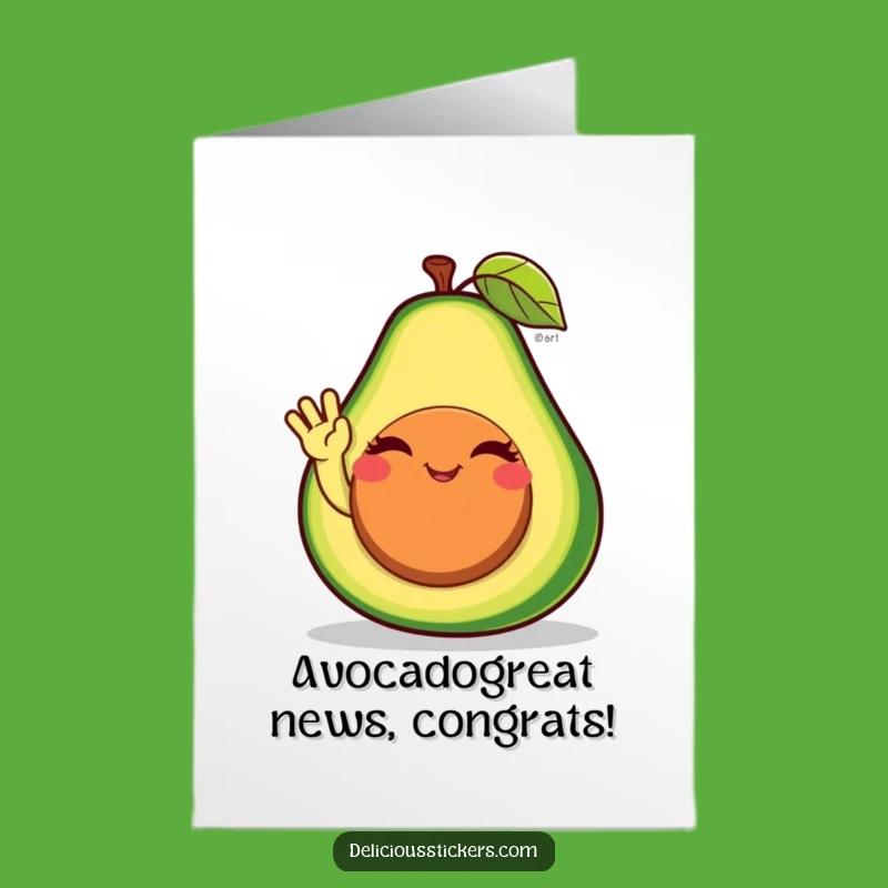 Free Printable Congrats Card: Winking Avocado Sends Warm Wishes and Friendly Waves
