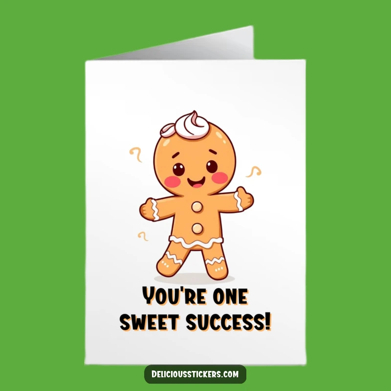Free Printable Congrats Card: Dancing Gingerbread Man, Sweet Success, Downloadable Art.