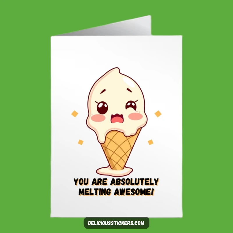 Free Printable Congrats Card: Excited Ice Cream Cone Funny Downloadable Gift