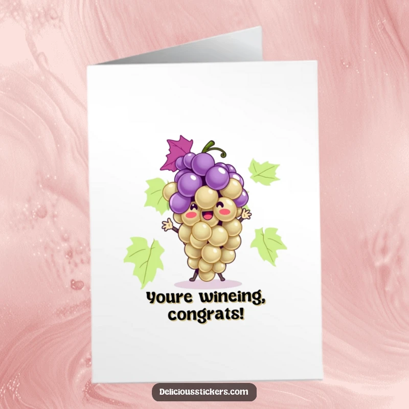 Funny Free Printable Congratulations Card: A Bunch of Grapes Dancing Merrily with Joyful Steps
