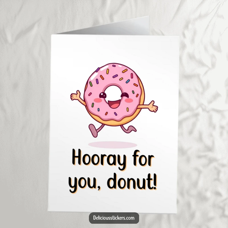 Funny Free Printable Congratulations Card: A Cheerful Donut with Sprinkles Doing a Happy Hop