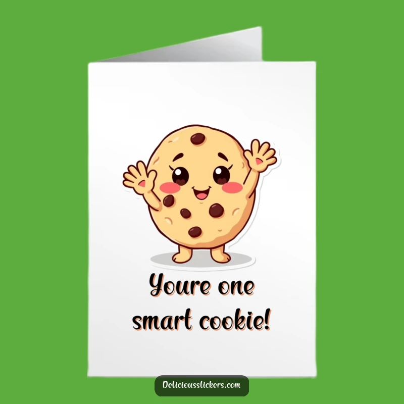 Free Printable Congrats Card: Waving Cookie Pal, Cheerful Success Downloadable Gift
