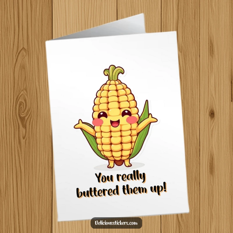 Funny Free Printable Congratulations Card showing a joyous corn cob character with arms wide open for a celebratory embrace.
