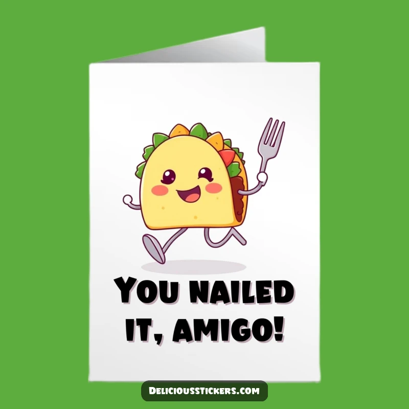Free Printable Congratulations Card: Funny Taco Sprinting With Utensils Printable Greeting