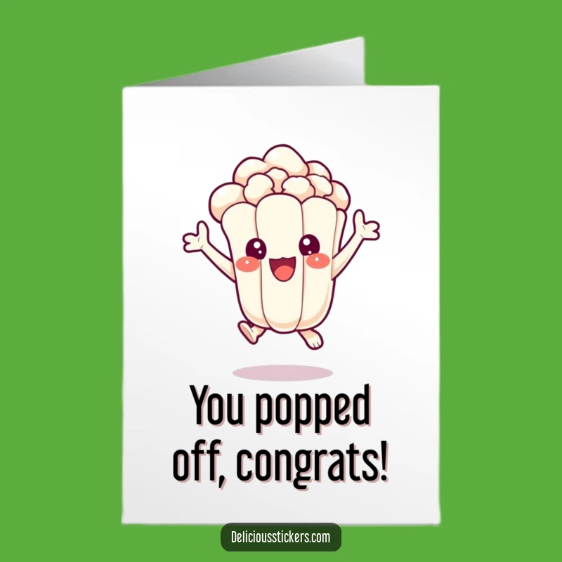 Free Printable Congrats Card: Excited Popcorn Kernel, Humorous Celebration Downloadable Gift
