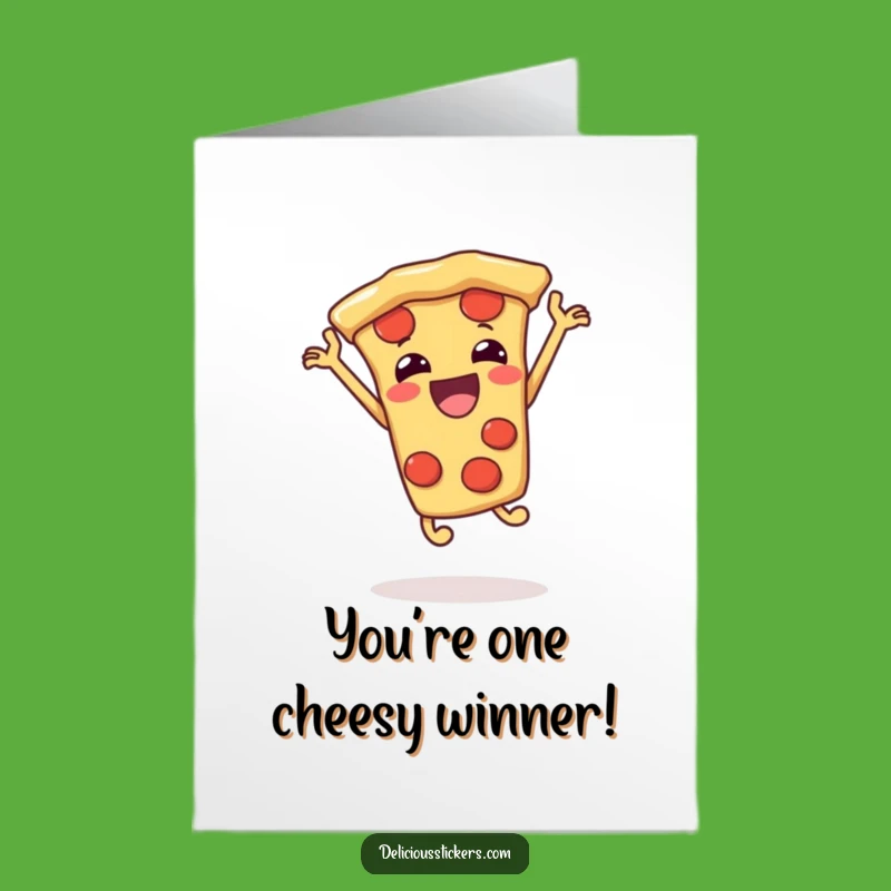 Free Printable Pizza Congrats Card: Jumping Slice, Downloadable DIY Gift