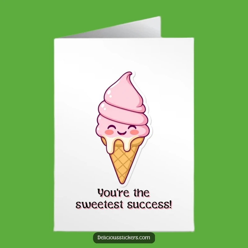 Free Printable Congratulations Card: Melting Ice Cream Cone Joyful Design for Any Achievement