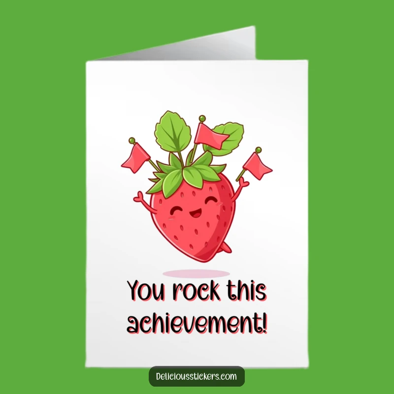 Free Printable Congrats Card: Jumping Strawberry Juggling Leaves - Downloadable Celebration!