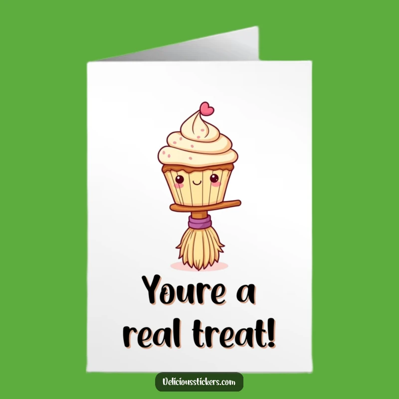 Free Printable Thank You Card: Cupcake Broom Expresses Gratitude!