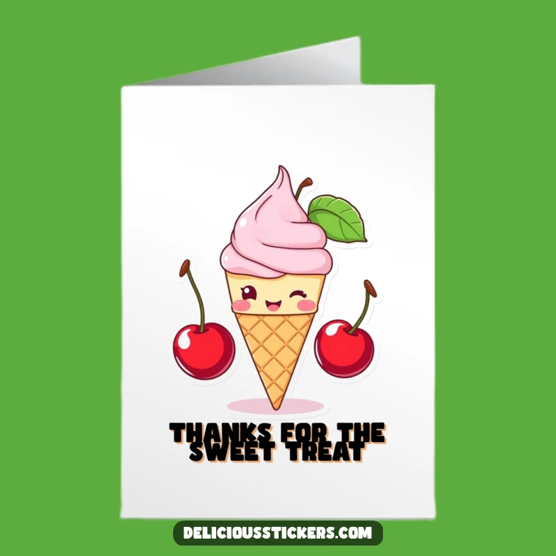 Free Printable Thank You Card: Grateful Ice Cream Cone, Sweet Thanks, Print at Home.