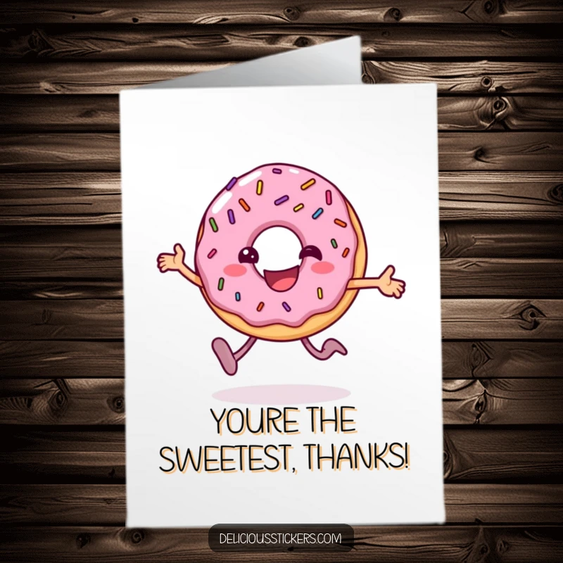 Funny Free Printable Thank You Card: A Cheerful Donut with Sprinkles in Mid-Hop, Expressing Gratitude