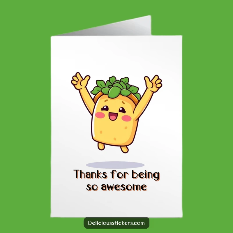 Free Printable Thank You Card: Triumphant Taco Jump for a Flavorful Downloadable Gift
