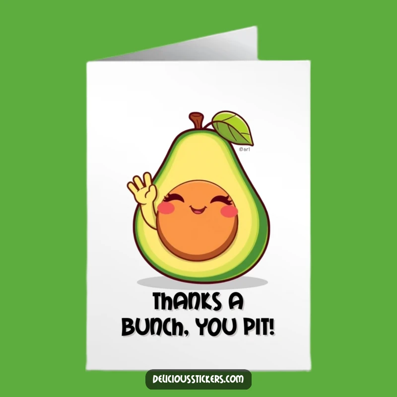 Free Printable Thank You Card: Winking Avocado Waves a Friendly Thanks with a Smile