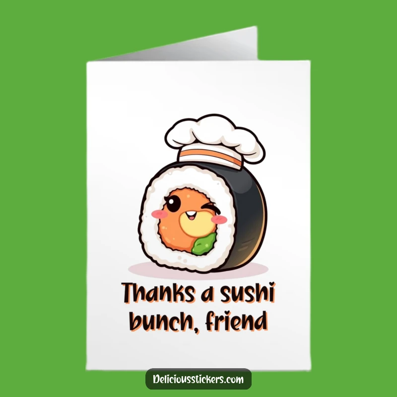 Free Printable Sushi Thank You Card: Winking Chef Roll, Downloadable Gift