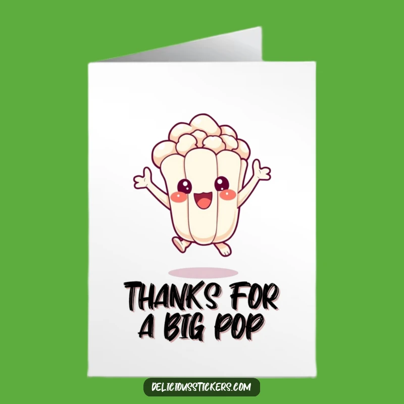 Free Printable Thank You Card: Excited Popcorn Kernel, Cheerful Humorous Downloadable Gift