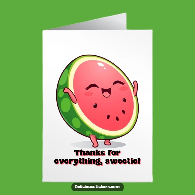 Free Printable Watermelon Thank You Card: Winking Handstand Fruit Downloadable Gratitude