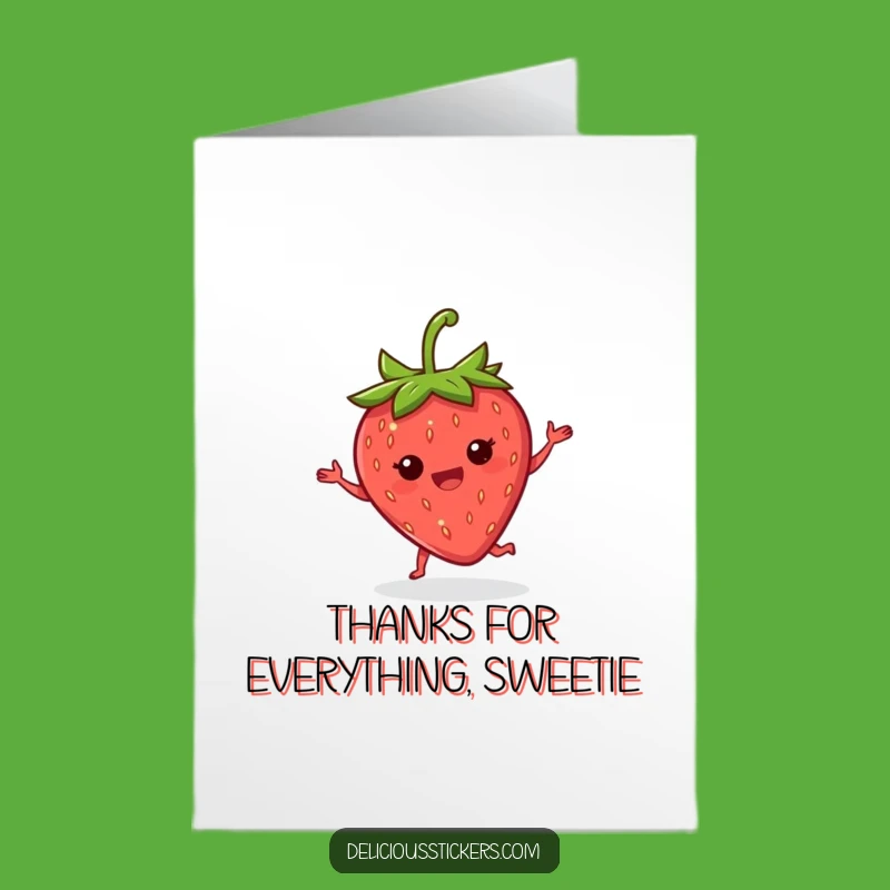 Free Printable Thank You Card: Dancing Strawberry for a Sweet Downloadable Gift