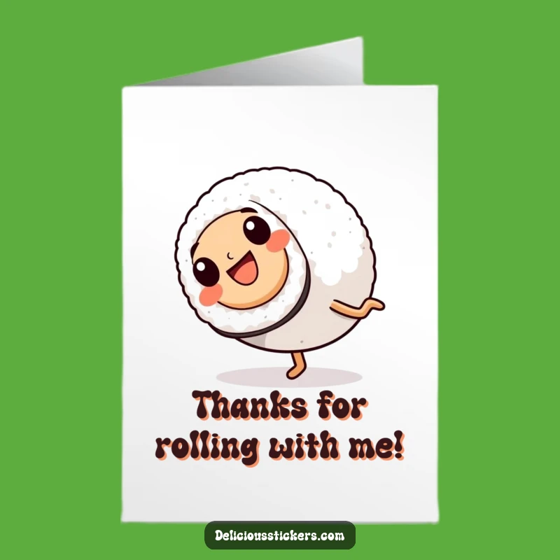 Free Printable Thank You Card: Sushi Roll Cartwheel of Thanks - Funny Foodie Gratitude - Print Now!