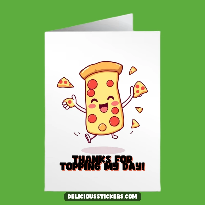 Free Printable Thank You Card: Funny Pizza Juggling Slice, Instant Download