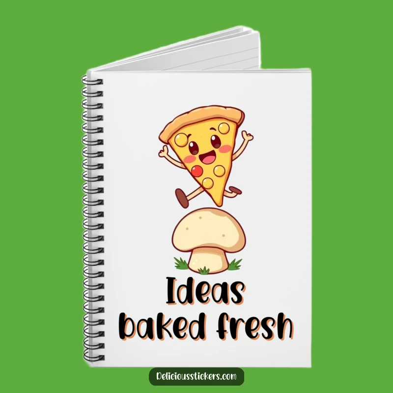 Funny Pizza Leap Notebook: Cheerful Slice Jumps Over Mushroom, Journal Gift!