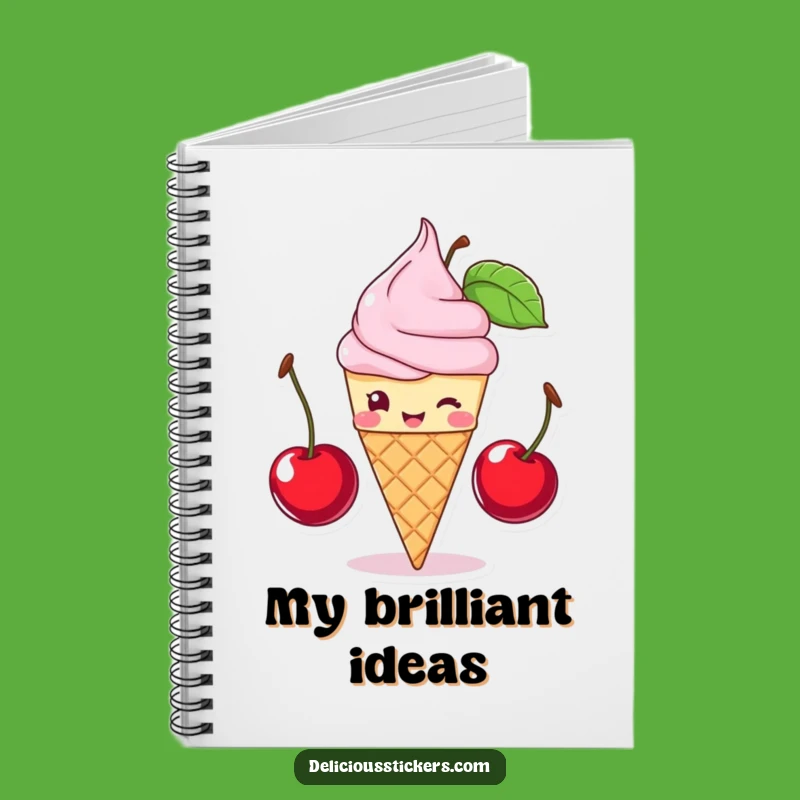 Funny Ice Cream Cone Notebook - Sweet Cherry Balance Journal for Notes