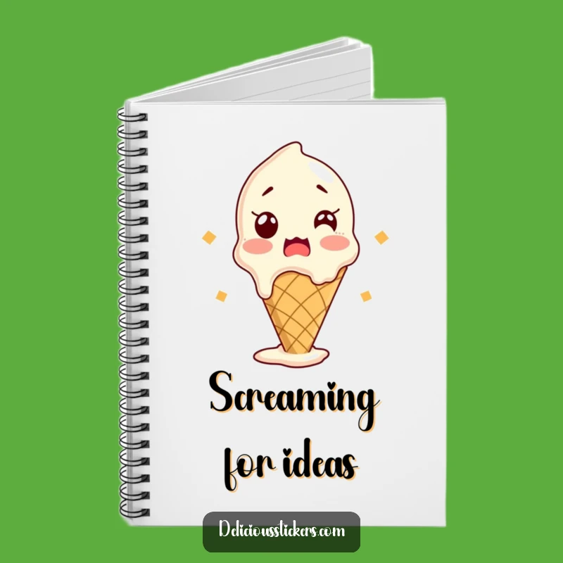 Funny Shocked Ice Cream Notebook - Melting Cone Journal - Hilarious Dessert Gift
