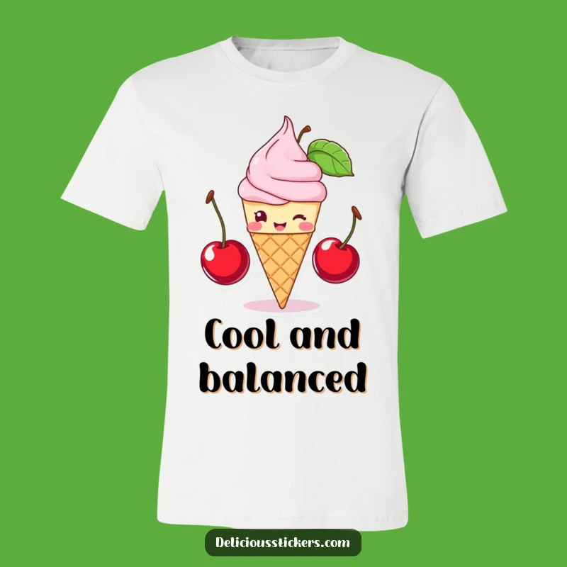 Funny Ice Cream Cone T-Shirt - Witty Cherry Balance Tee for Fun